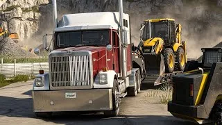 Thumbnail: 🇯🇲JCB tractor hauling custom international 9300 American truck simulator