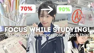 Thumbnail: How to Focus While Studying (Even If You Get Distracted Easily) 🤍🫧
