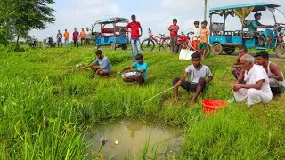 Thumbnail: Fishing Video || A large crowd gathered to watch the skilled boys fishing in the village canal