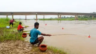 Thumbnail: Fishing Video || Three boys able to catch fish in the river using best and most effective technique