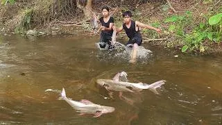 Thumbnail: Life in jungle, Catch and cook big fish for food of survival, Fish hot spicy cooking for dinner