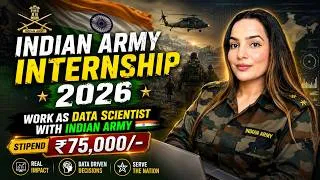 Thumbnail: Indian Army Internship Program 2026 | Stipend - 75K | Data Analyst Internship | Last Date & Apply