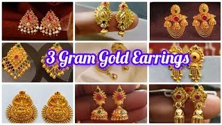 Thumbnail: 3 Gram Gold Earrings Designs/Simple Gold Jewellery