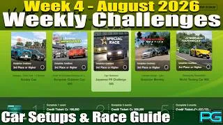 Thumbnail: Gran Turismo 7 | Weekly Challenges Guide August Week 4 2026