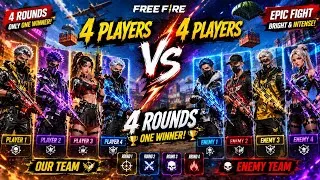 Thumbnail: 4 vs 4 FREE FIRE BATTLE 🔥 | 4 Rounds Epic Gameplay | Free Fire Game Play ios