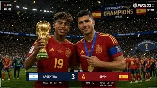 Thumbnail: 🏆 Spain 🇪🇸 vs Argentina 🇦🇷 | FIFA 23 Gameplay | FIFA World Cup 2026 FINAL | Full Match & All Goals