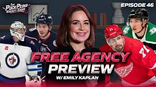 Thumbnail: NHL Free Agency Preview + Draft Winners & Losers ft. Emily Kaplan | The PuckPedia Hockey Show Ep. 46