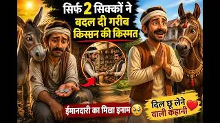 Thumbnail: सिर्फ 2 सिक्कों ने बदल दी गरीब किसान की किस्मत 😭❤️/ Emotional Village Story Heart Touching Animation