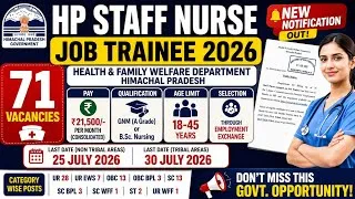 Thumbnail: HP Staff Nurse Recruitment 2026 | 71 Job Trainee Vacancies | New Notification | Salary ₹21,500 