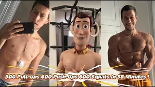 Thumbnail: Personal Best 300 Pull-Ups 600 Push-Ups 600 Squats in 58 Minutes : My hardest training ever !