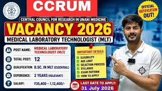 Thumbnail: CCRUM NEW VACANCY LAB TECHNOLOGIST #MLT #labtechnician #2026