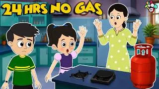 Thumbnail: 24Hrs NO GAS | Cooking Without Gas | Survival Challenge |English Cartoon |Kids Stories |PunToon Kids