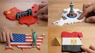 Thumbnail: ASMR Clay Make Countries map 🌐and Reveal countries Landmark 🤠 Which Country is your?