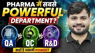 Thumbnail: Pharma में सबसे POWERFUL Department कौन सा? | QA vs QC vs R&D | Complete Guide! | PW B.Pharm