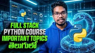 Thumbnail: Full Stack Python Courseలో నేర్చుకునే Important Topics | Complete Syllabus in Telugu | PythonLife