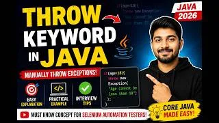 Thumbnail: 404. throw keyword in Java (Selenium Java 2026)