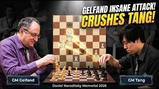 Thumbnail: Boris Gelfand's INSANE 2 Knights + Queen Attack Crushes Andrew Tang  Daniel Naroditsky Memorial 2026