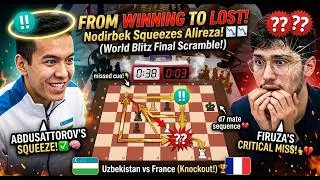 Thumbnail: THE ENDGAME SQUEEZE! Nodirbek Abdusattorov Outplays Alireza Firouzja in a Thrilling Clash! 🇺🇿 vs 🇫🇷