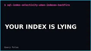 Thumbnail: I Added an Index and My Query Got 3x Slower — Here's Why