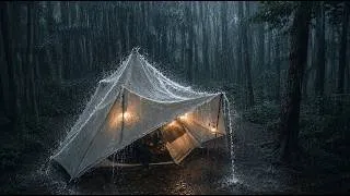 Thumbnail: ☔️ Camping in Heavy Rain with a Cone-Shaped Tent || Cozy and Soothing