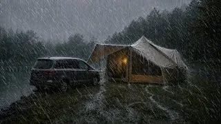 Thumbnail: AMAZING‼️SOLO CAMPING IN HEAVY RAIN ⛈️ COZYING UP IN A HUGE LUXURY TENT