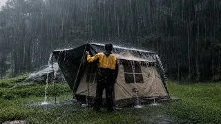 Thumbnail: Trapped by Rainstorm as River Overflows‼️Camping In Very Heavy Rain
