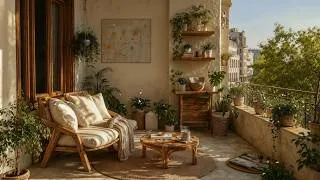 Thumbnail: A Balcony Made For Slow Days - Cozy Coffee Jazz With Fresh Green Views For Reading, Working