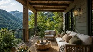 Thumbnail: Tranquil Mountain Morning Jazz - Soft Jazz Music On A Rustic Cabin Porch For A Calm Peaceful Day