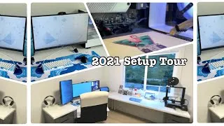 Thumbnail: Aesthetic Gaming Setup Tour 2021 - Black & White + Blue scheme