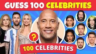 Thumbnail: Guess 100 Celebrities in 3 Seconds! 🤔🔥 | Singers, Actors, YouTubers, TikTokers & Football Players