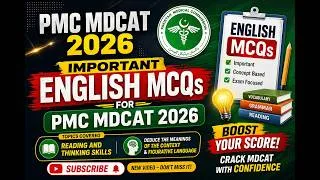 Thumbnail: PMC MDCAT 2026 English MCQs | Reading Skills & Context Clues Practice Test | Entry Test Preparation