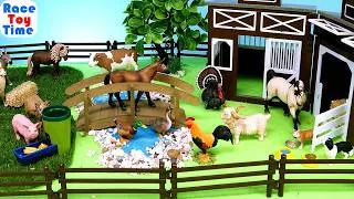Thumbnail: Farm Set and Fun Barnyard Animal Figurines -  Horses Cattle Chickens
