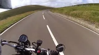 Thumbnail: Triumph Street Scrambler on the TT Mountain course, July 2023.