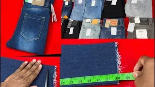 Thumbnail: 👖Jeans Length Original Ruff cutting and finishing jeans Skin fit ankle length ￼Denim Length Sample