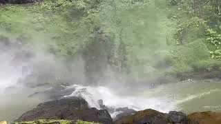 Thumbnail: Mountain tourism Majestic upstream waterfall