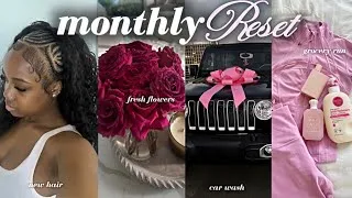 Thumbnail: MONTHLY RESET VLOG 🫧🎀 | CLEANING + HAIR & NAILS + CAR WASH + ROSES + GROCERIES + BAKING + ETC...