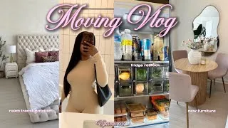 Thumbnail: MOVING VLOG 📦 | room transformation + fridge restock + new furniture + etc… EP. 03