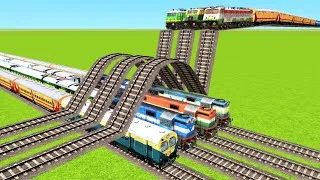 Thumbnail: TRAINS PASSING OVER UNDULATING ELEVATED TRACKS & BELOW IT ON PLAIN TRACKS|Train Simulator|Railworks|