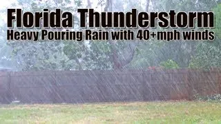 Thumbnail: Florida Thunderstorm with 40+mph winds | Heavy Pouring Rain Thunder and Wind Sounds