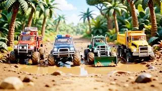 Thumbnail: Toy Monster Truck Race! Police, Fire Truck & Dump Truck Off-Road Adventure