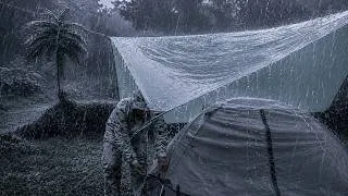 Thumbnail: AMAZING RAINSTORM CAMPING 🌧 | SOLO CAMPING IN HEAVY RAIN AND THUNDERSTORM ⚡