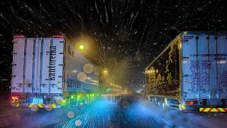 Thumbnail: ☔️ Heavy Rain Night Highway Drive 💤 Drift into Deep Sleep😴 (Real Footage, Not AI)