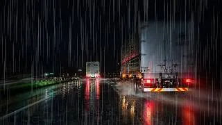 Thumbnail: ☔️Heavy Rain Midnight Highway Drive💤 Drift into Deep Sleep😴 (Real Footage, Not AI)
