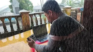 Thumbnail: Behind the Scenes : The process of creating a rain video, from audio recording to video editing.