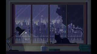 Thumbnail: Rainy Night Lofi ☔ Cozy Cat by the Window | Relaxing Beats for Study, Sleep & Focus