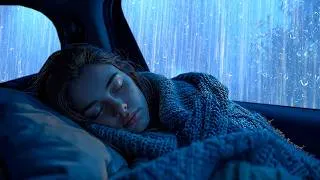 Thumbnail: Eliminate Stress to Fall Asleep in 3 Minutes with Heavy Rain & Thunderstorm on Car Roof at Night
