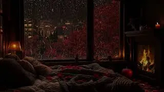 Thumbnail: 🍂 NO ADS | Cozy Autumn Bedroom 🍁 Rain on the Window & Fireplace for Deep Sleep