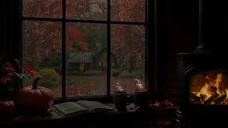 Thumbnail: Cozy Room Ambience 🍂 Rainy Autumn Night & Fireplace Sounds for Sleep & Relaxation