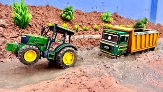 Thumbnail: JCB Tractor Video | Heavy Stuck TATA Dump Truck      , John Deere Tractor Pulling & Cartoon Video |