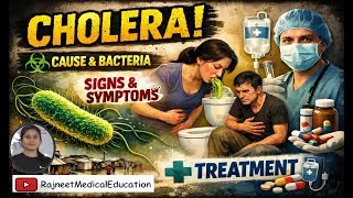 Thumbnail: Cholera | Causative Agent | Pathophysiology | Sign & Symptoms | Diagnosis | Treatment